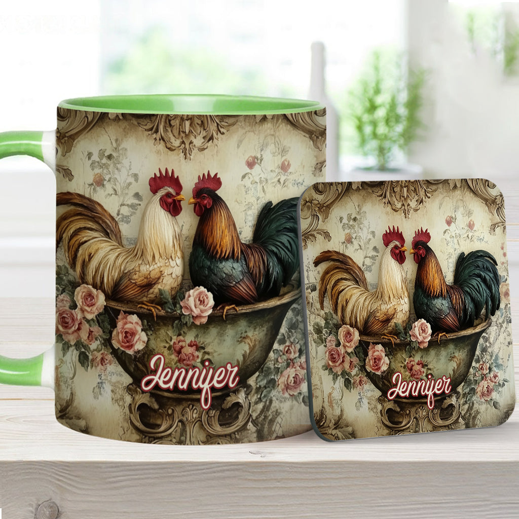 Mug personnalisé « Coq amoureux » - Thème fermier