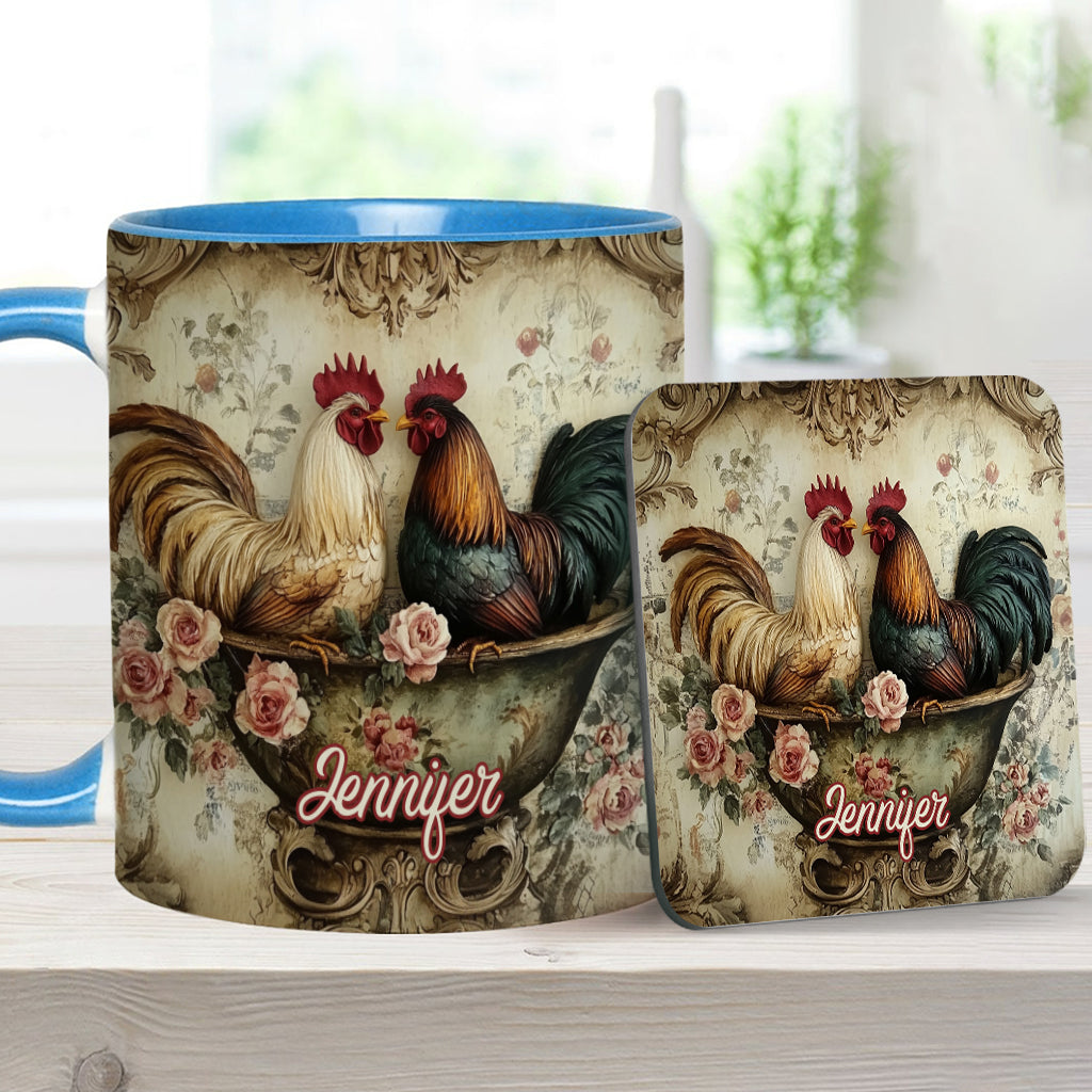 Mug personnalisé « Coq amoureux » - Thème fermier