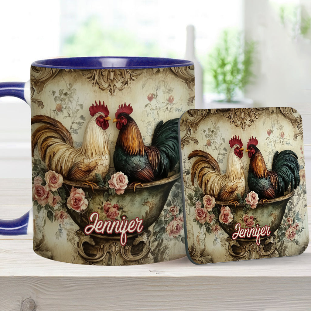 Mug personnalisé « Coq amoureux » - Thème fermier
