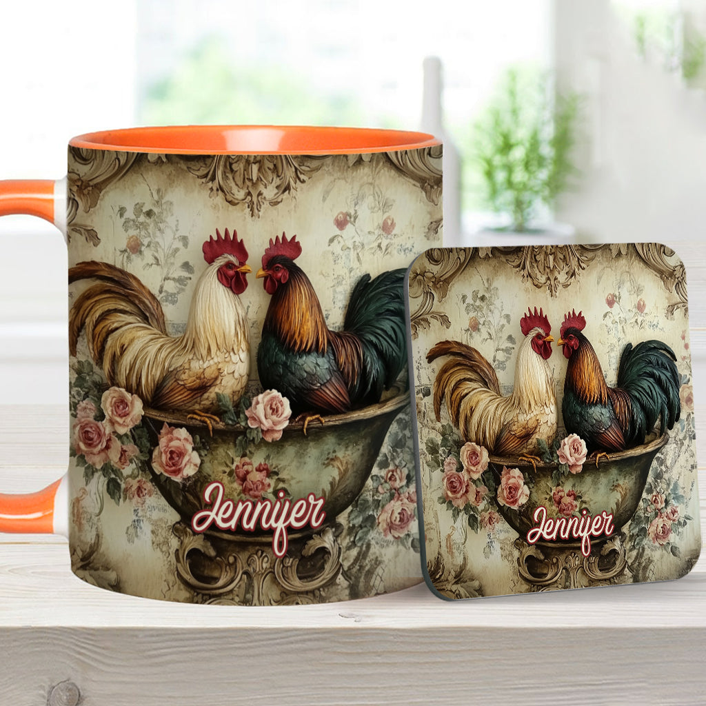 Mug personnalisé « Coq amoureux » - Thème fermier