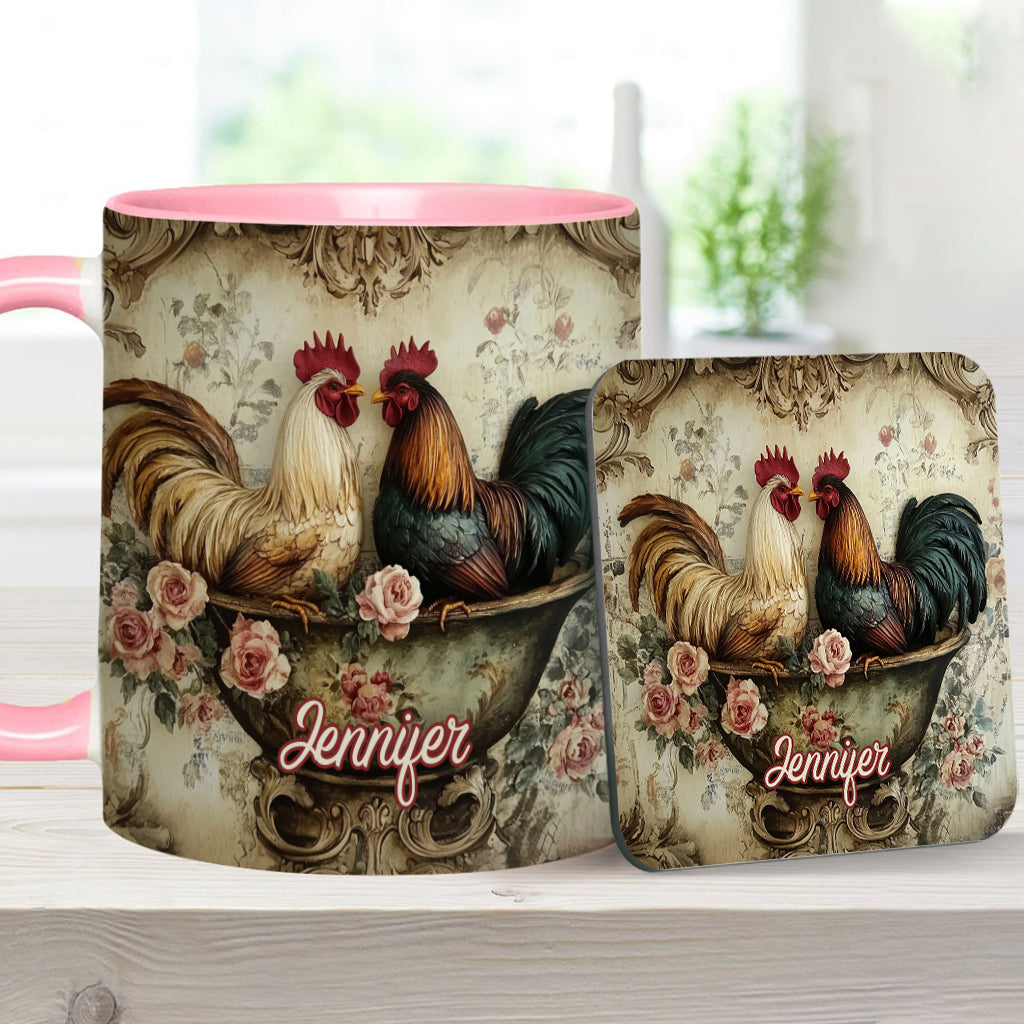 Mug personnalisé « Coq amoureux » - Thème fermier