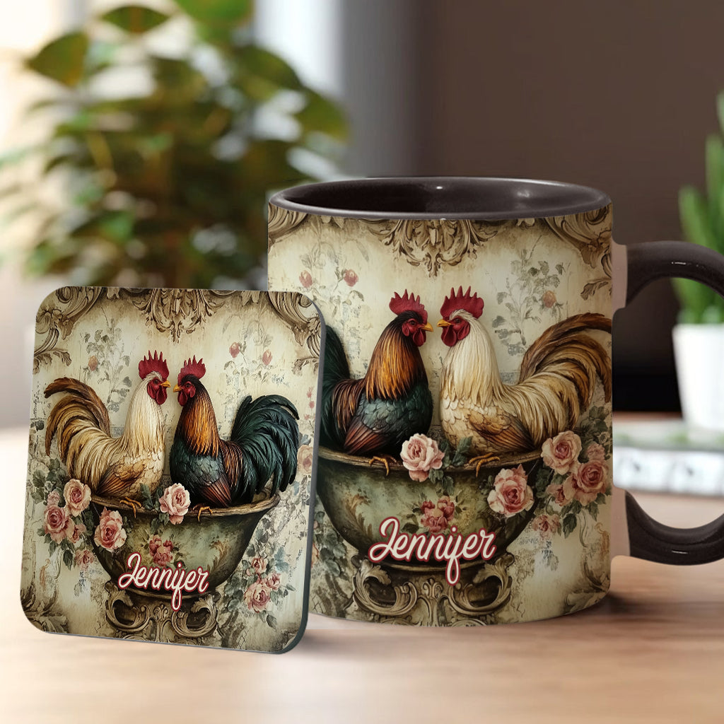 Mug personnalisé « Coq amoureux » - Thème fermier