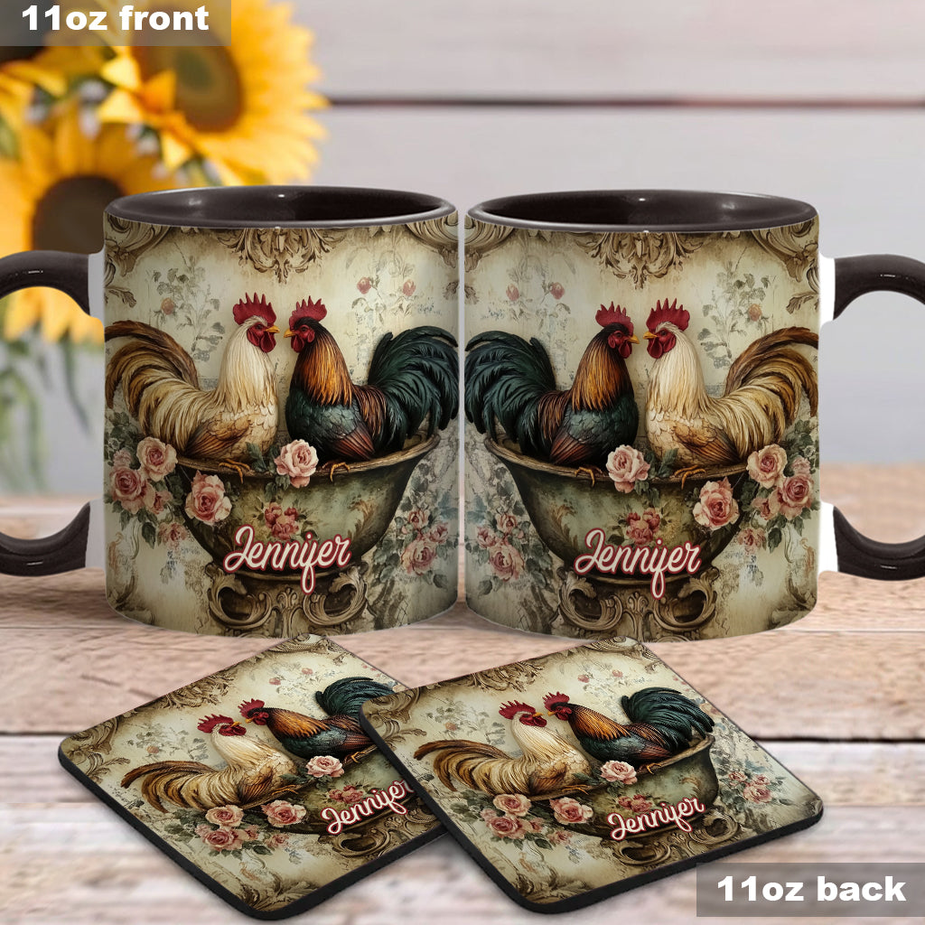 Mug personnalisé « Coq amoureux » - Thème fermier