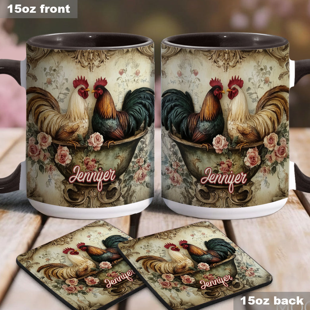 Mug personnalisé « Coq amoureux » - Thème fermier