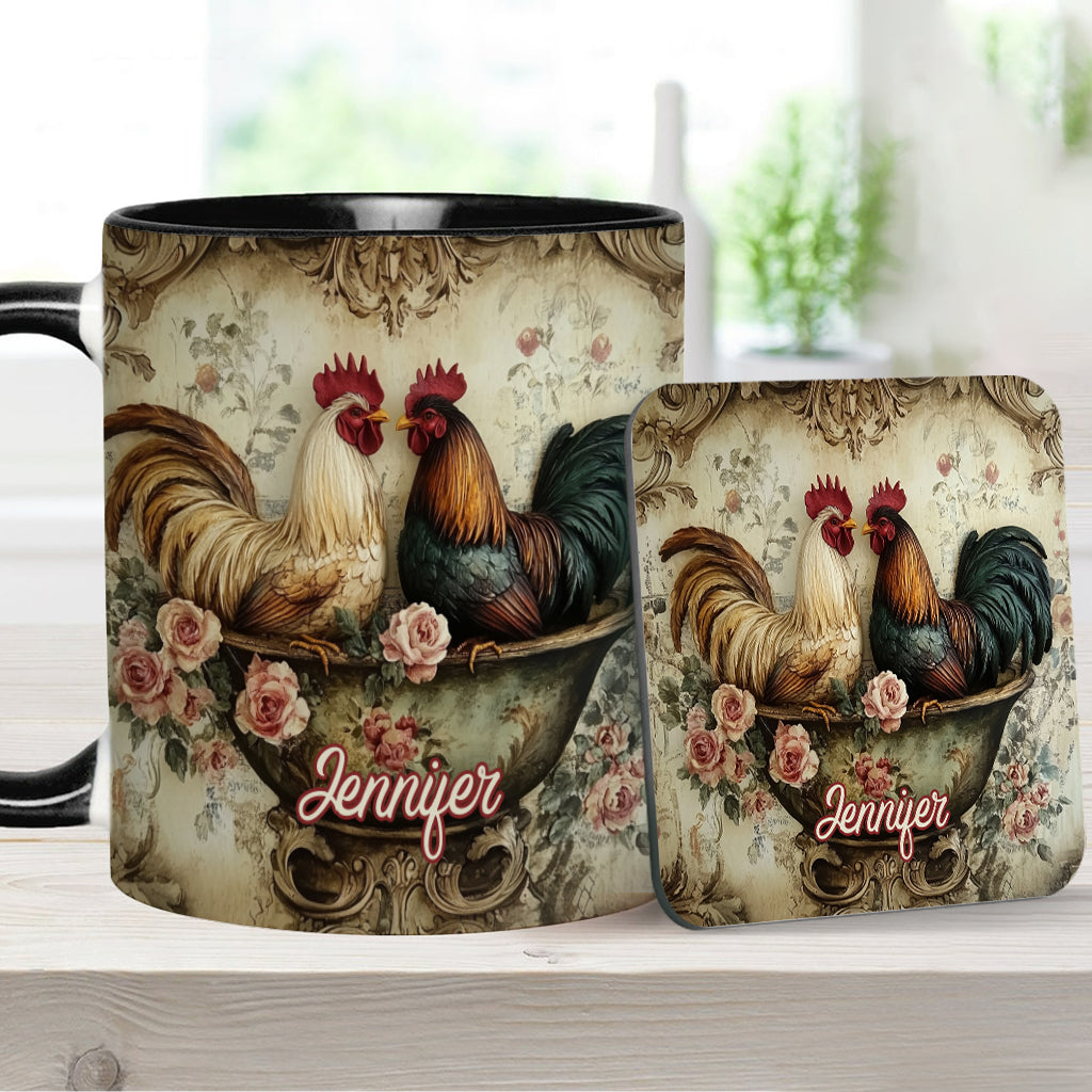 Mug personnalisé « Coq amoureux » - Thème fermier