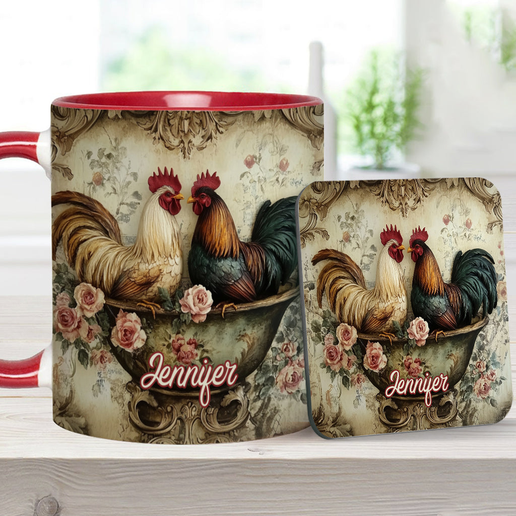 Mug personnalisé « Coq amoureux » - Thème fermier