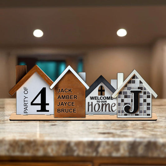 Family Standing House Centerpiece - Personalized Family 2 Layered Big Freestanding