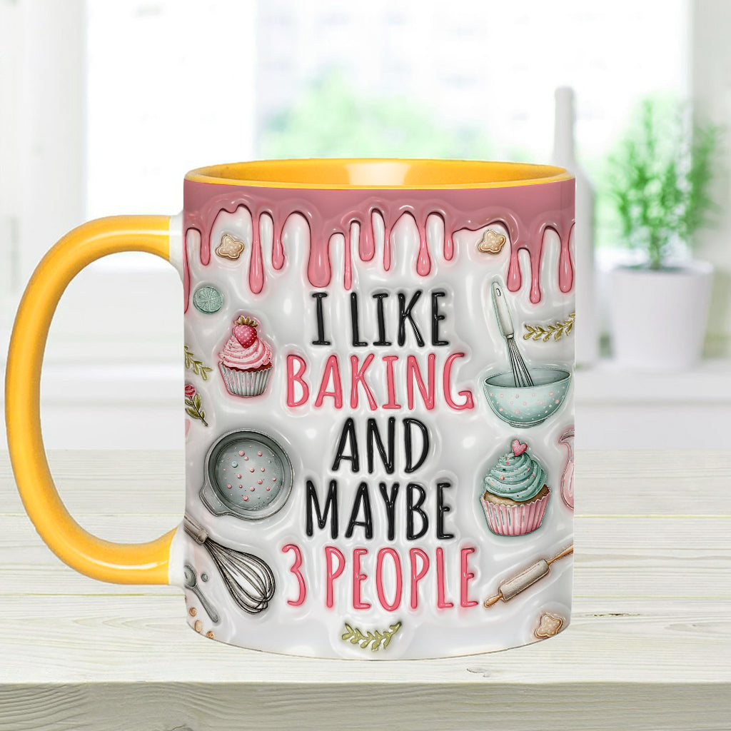 I Like Baking & Maybe 3 People - Personalized Baking Accent Mug