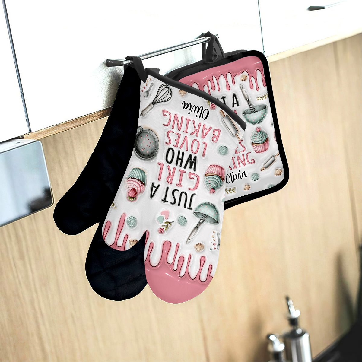 Just A Girl Who Loves Baking - Personalized Baking Oven Mitts & Pot Holder Set