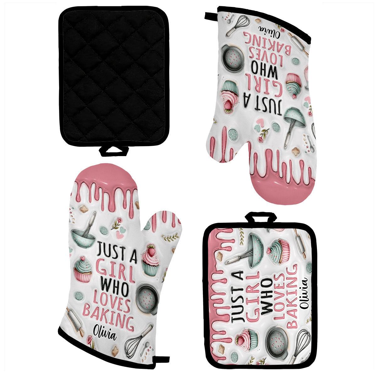 Just A Girl Who Loves Baking - Personalized Baking Oven Mitts & Pot Holder Set
