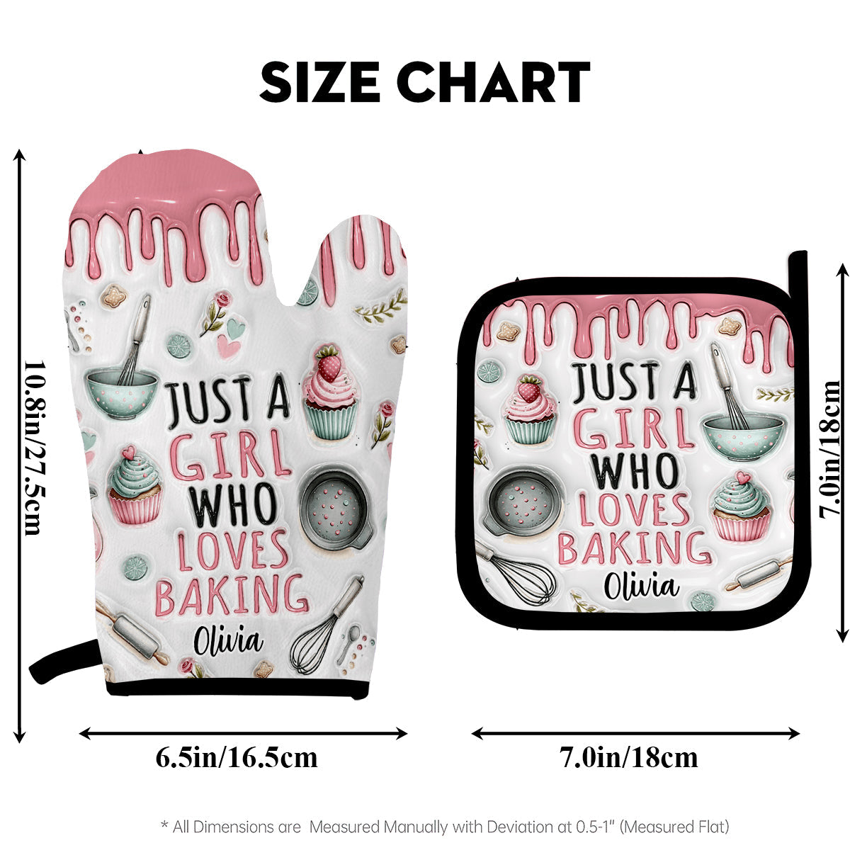 Just A Girl Who Loves Baking - Personalized Baking Oven Mitts & Pot Holder Set