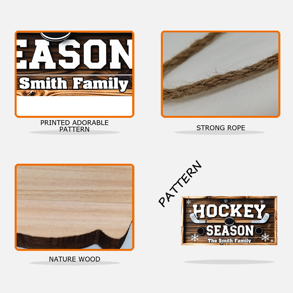 Hockey Season - Personalized Hockey Custom Shaped Wood Sign