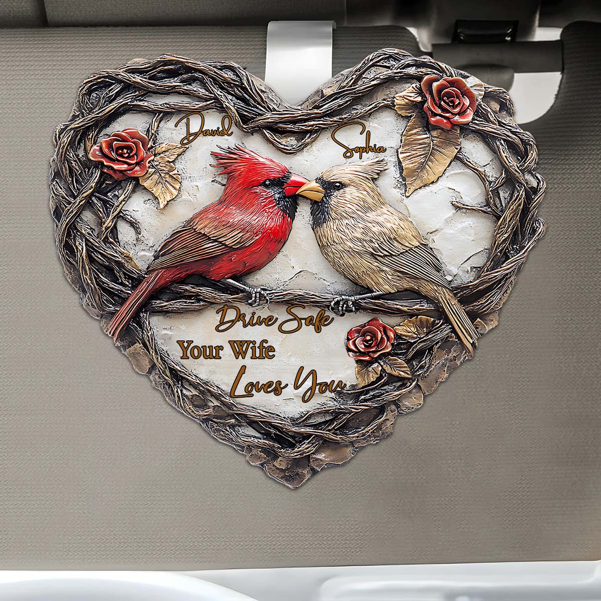 Drive safe - Personalized Couple Shaped Car Visor Clip