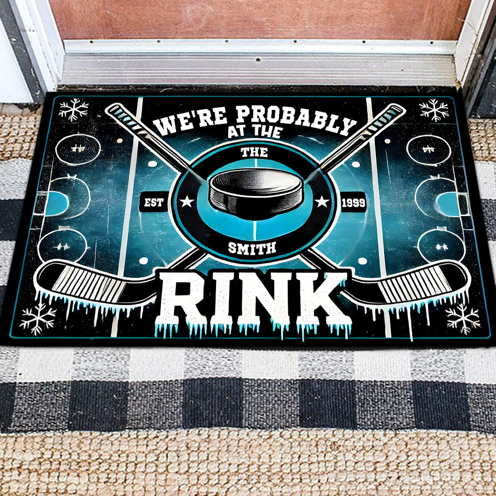 Probably At The Rink - Personalized Hockey Doormat