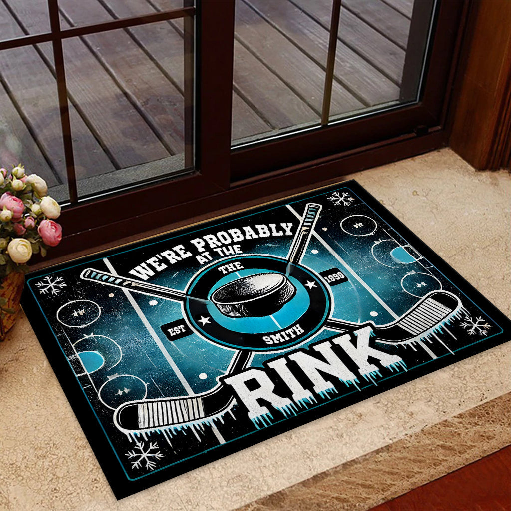 Probably At The Rink - Personalized Hockey Doormat