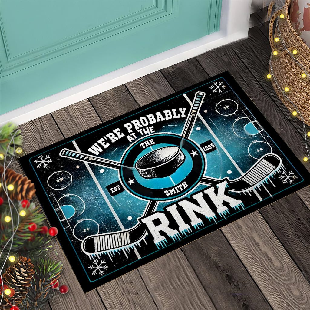 Probably At The Rink - Personalized Hockey Doormat
