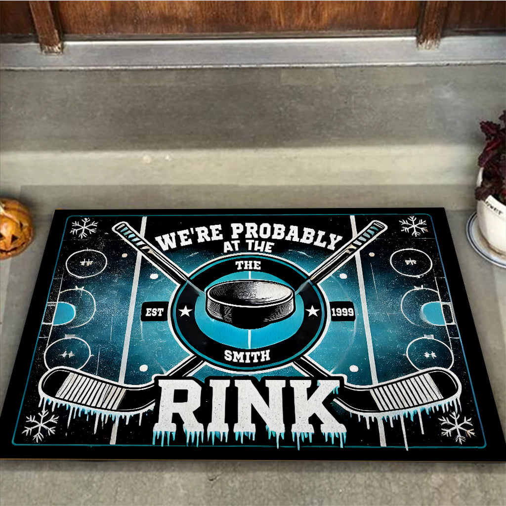 Probably At The Rink - Personalized Hockey Doormat