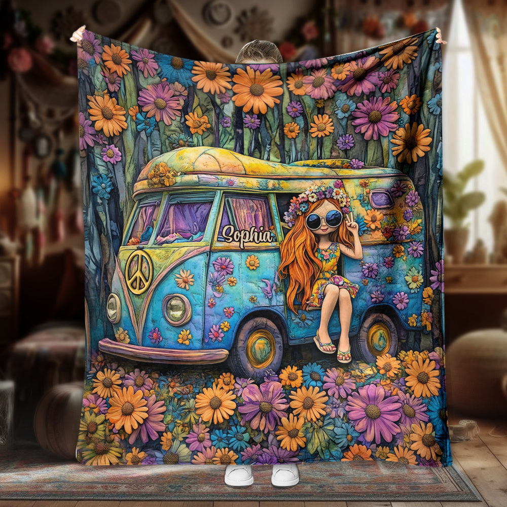 Awesome Caravan - Personalized Hippie Blanket