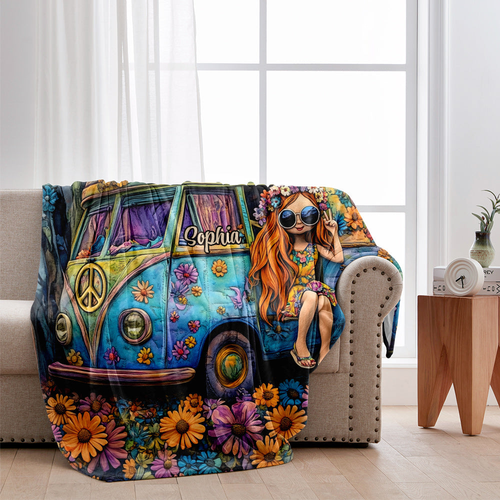 Awesome Caravan - Personalized Hippie Blanket