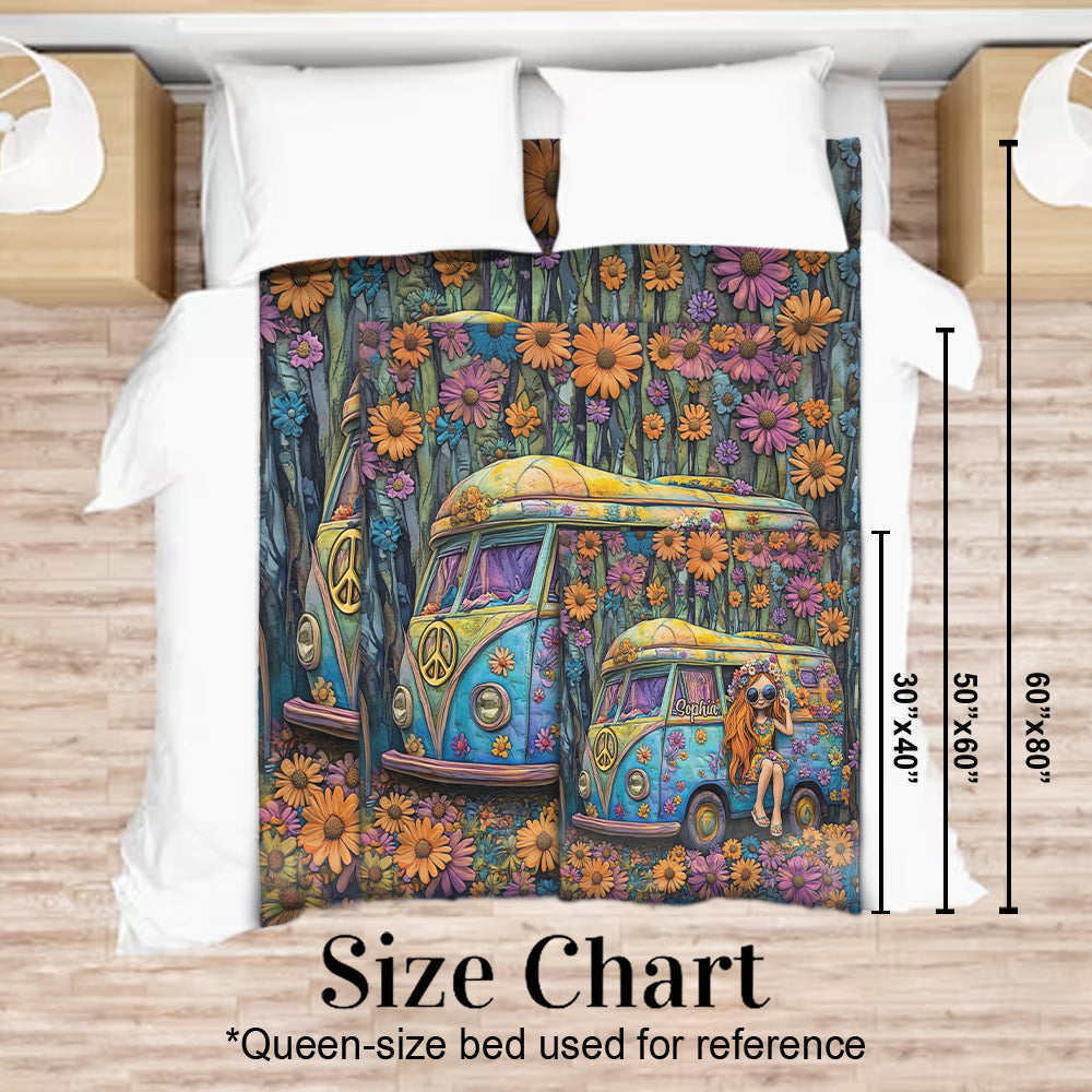 Awesome Caravan - Personalized Hippie Blanket