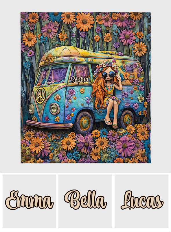 Awesome Caravan - Personalized Hippie Blanket