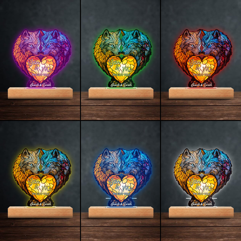 Toi et moi, on gère ! - Socle lumineux personnalisé en forme de loup