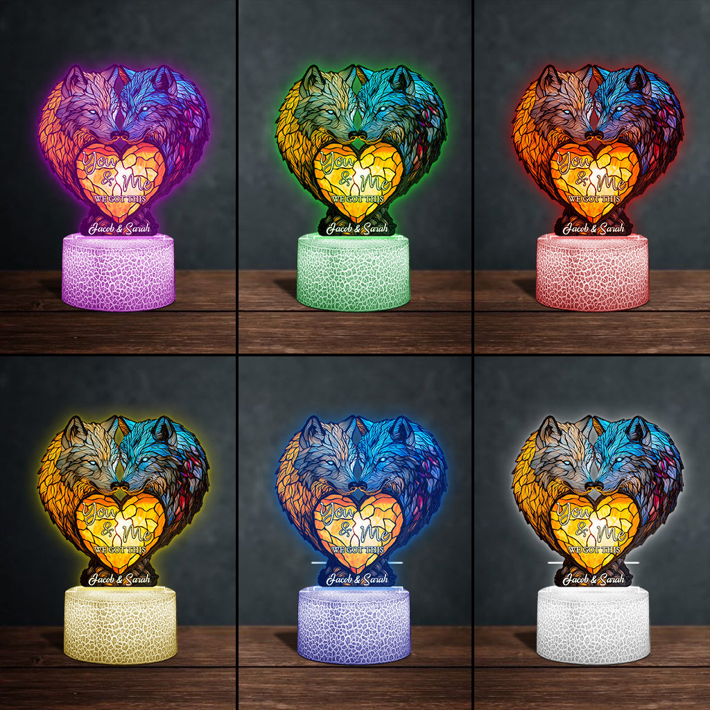 Toi et moi, on gère ! - Socle lumineux personnalisé en forme de loup