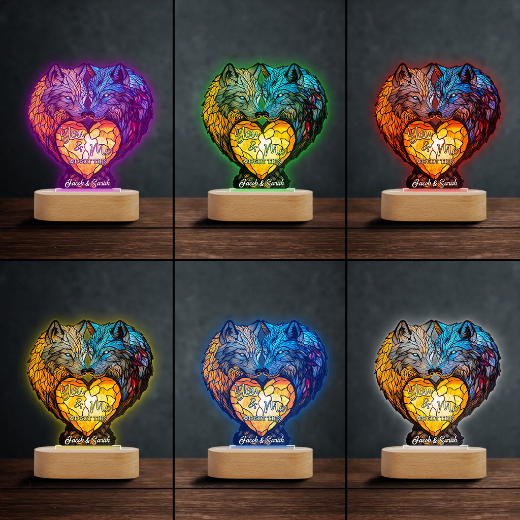 Toi et moi, on gère ! - Socle lumineux personnalisé en forme de loup