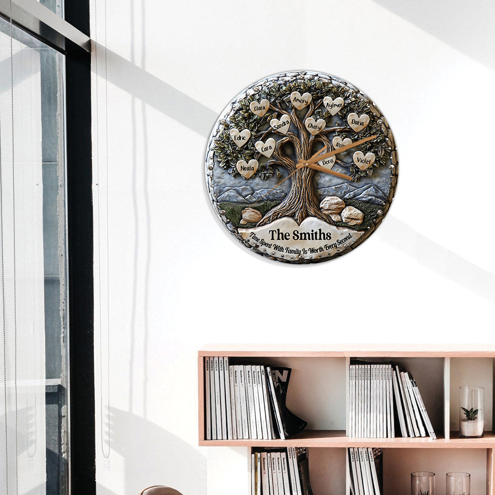 Time Spent With Family Is Worth Every Second - Personalized Family Wall Clock