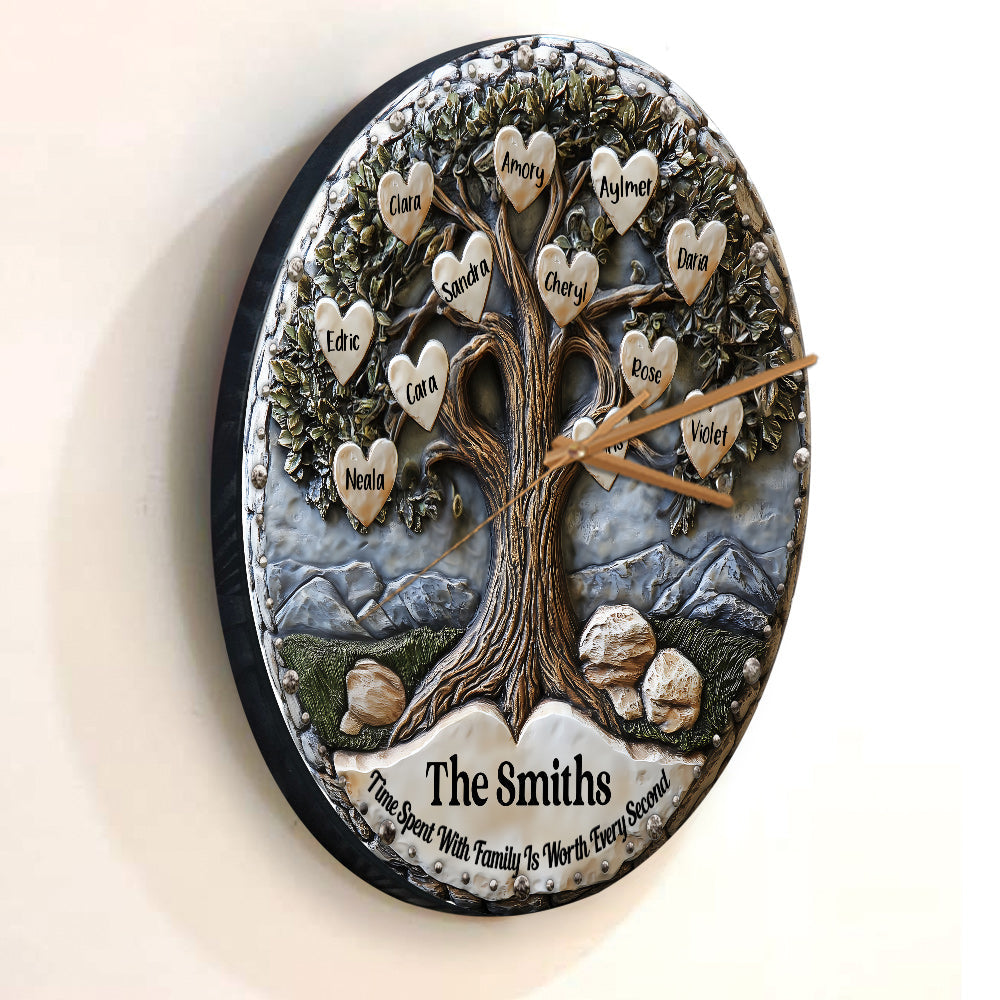 Time Spent With Family Is Worth Every Second - Personalized Family Wall Clock