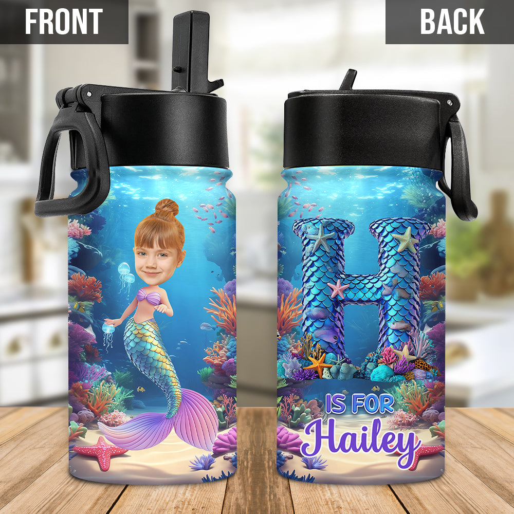 Beautiful Mermaid Alphabet - Personalized Kid Kids Water Bottle