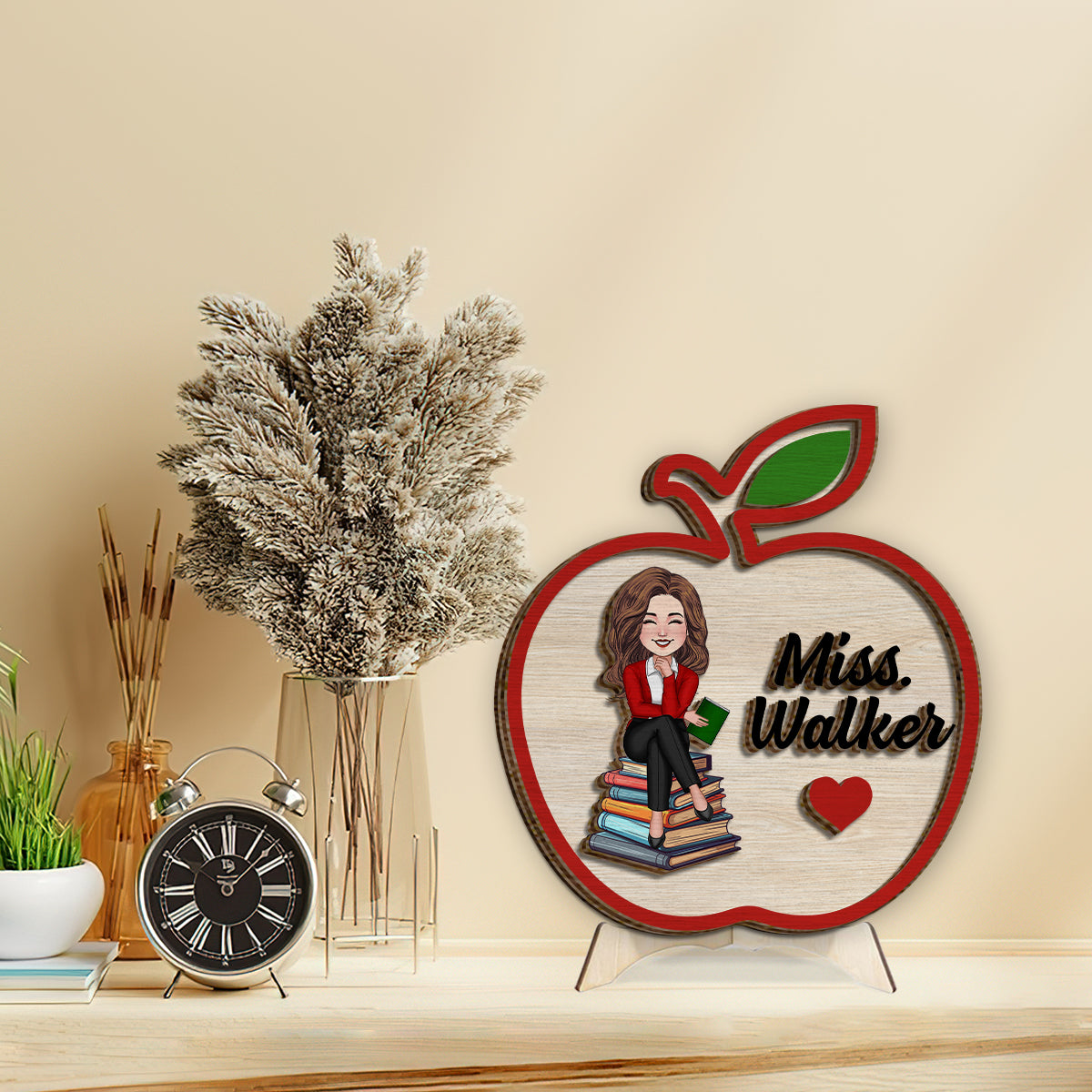 Teacher Apple Sign - Personalized Teacher 2 Layered Wood Sign / Wood Plaque