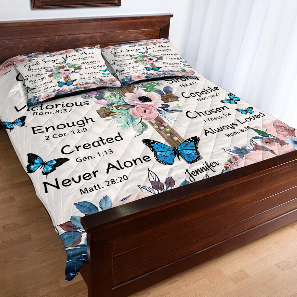 God Says You Are - Personalized Christian Quilt Set