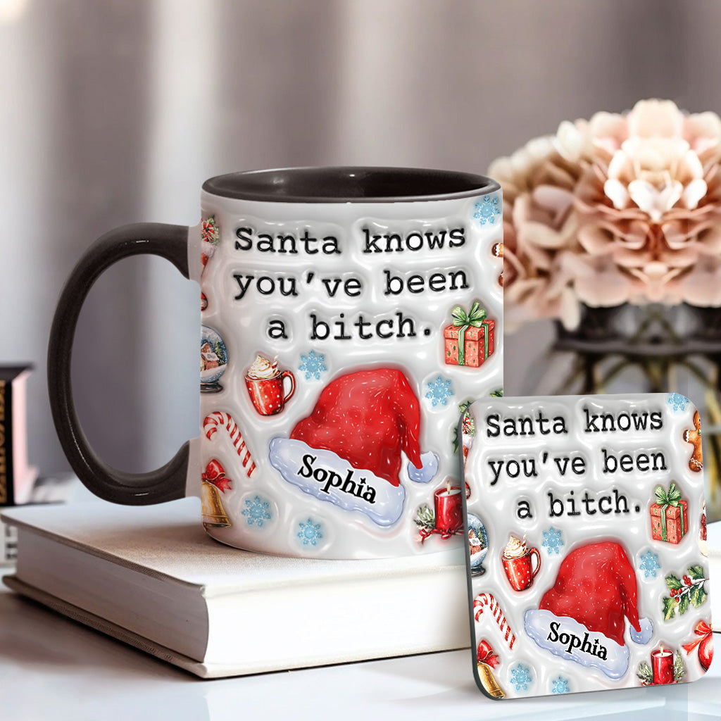 Santa Knows - Personalized Bestie Accent Mug