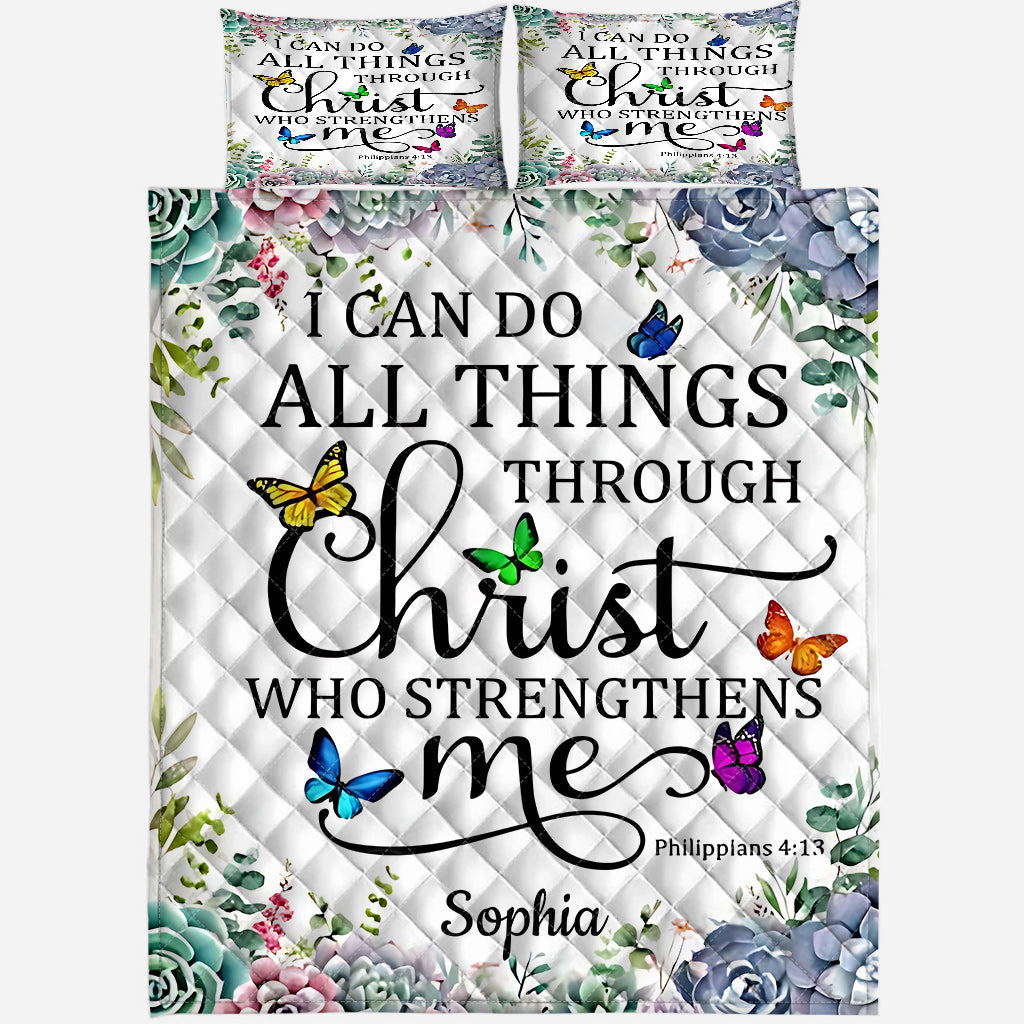 Je peux tout faire - Ensemble de courtepointe chrétienne personnalisé