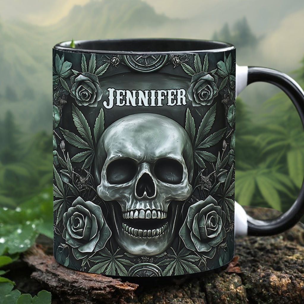 Skull Cannabis Leaf - Personalized Weed Accent Mug