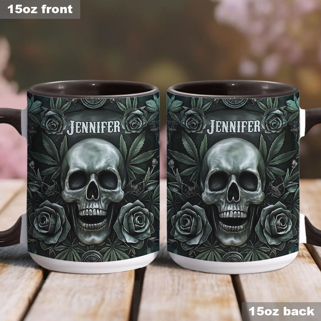 Skull Cannabis Leaf - Personalized Weed Accent Mug