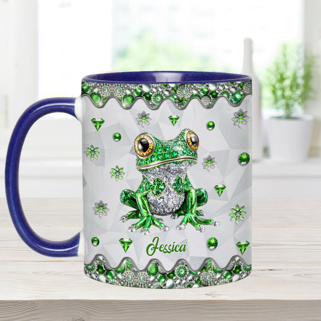 Einfach ein Mädchen, das Frösche liebt – personalisierte Tasse mit Froschmotiv