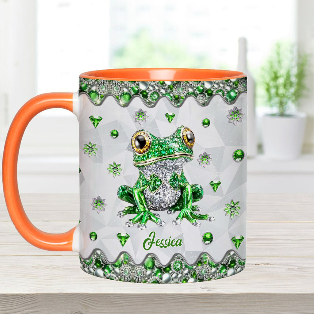 Einfach ein Mädchen, das Frösche liebt – personalisierte Tasse mit Froschmotiv