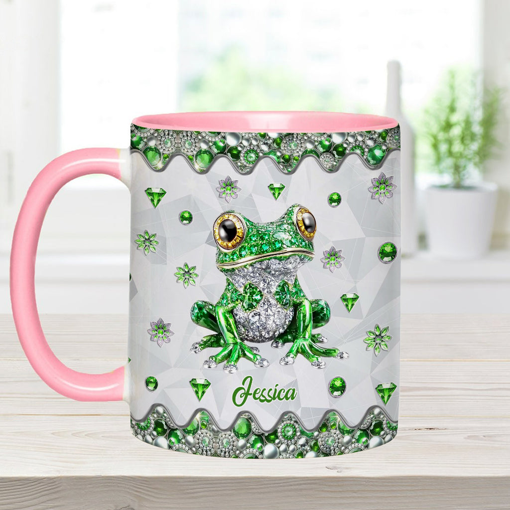 Einfach ein Mädchen, das Frösche liebt – personalisierte Tasse mit Froschmotiv