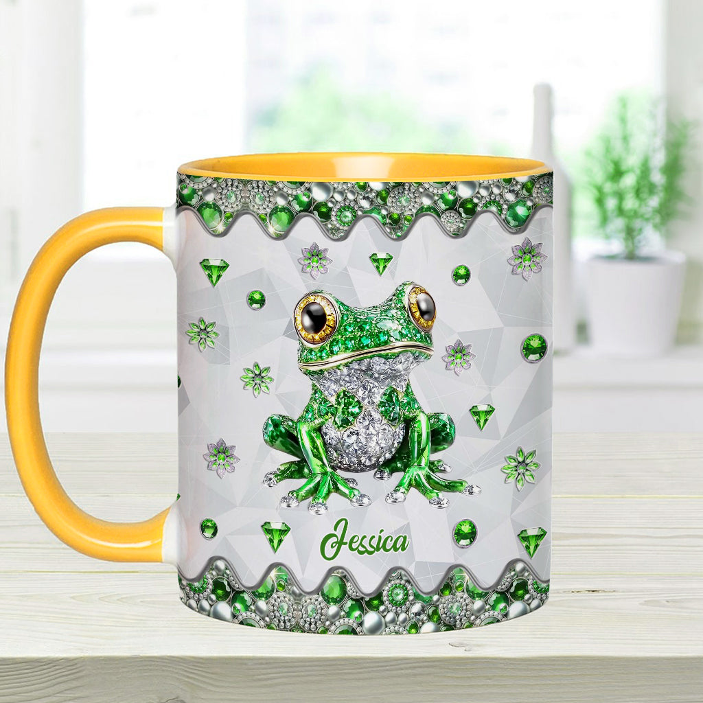 Einfach ein Mädchen, das Frösche liebt – personalisierte Tasse mit Froschmotiv