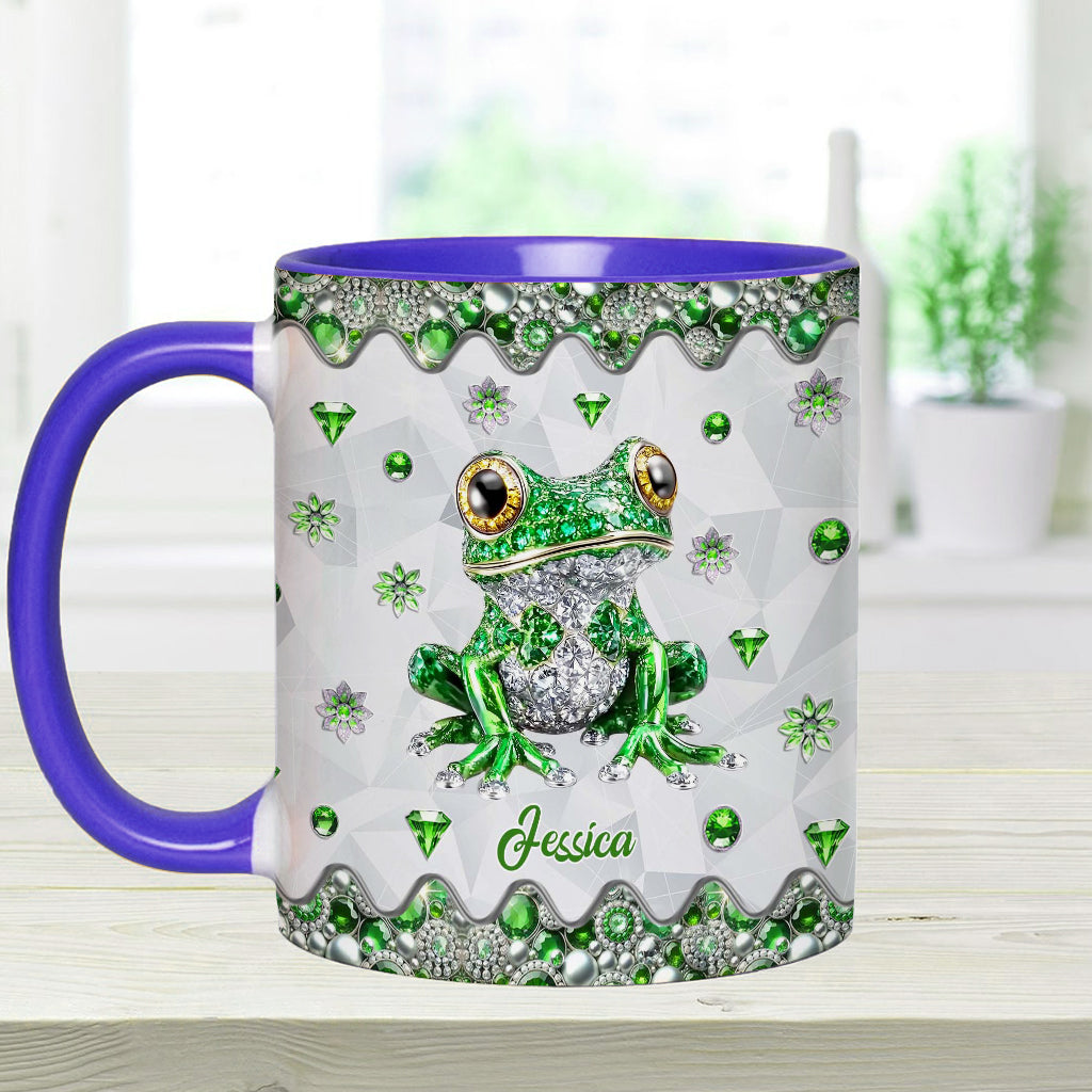 Einfach ein Mädchen, das Frösche liebt – personalisierte Tasse mit Froschmotiv