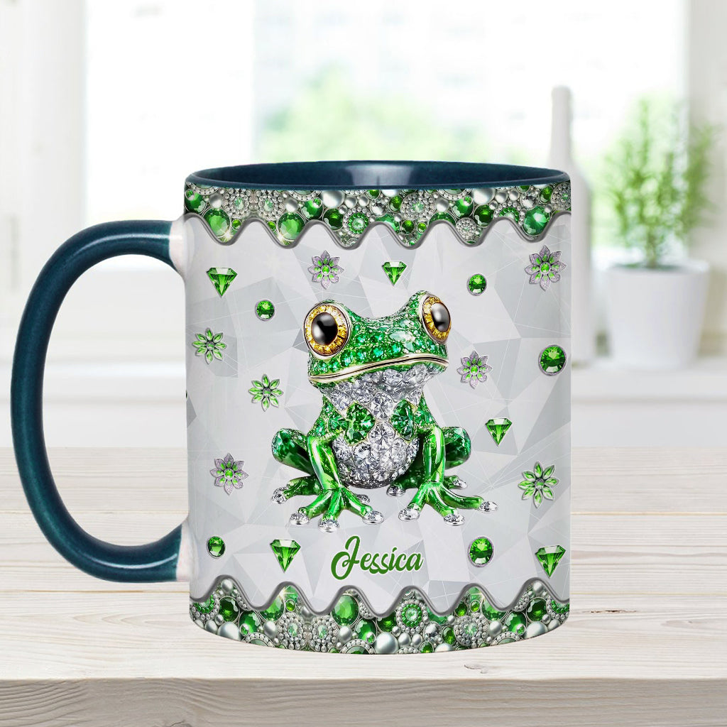 Einfach ein Mädchen, das Frösche liebt – personalisierte Tasse mit Froschmotiv