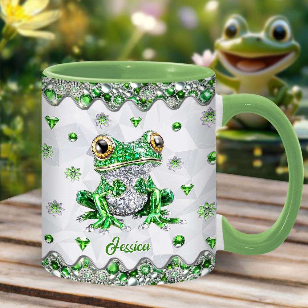 Einfach ein Mädchen, das Frösche liebt – personalisierte Tasse mit Froschmotiv