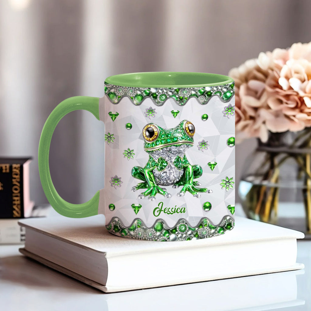 Einfach ein Mädchen, das Frösche liebt – personalisierte Tasse mit Froschmotiv