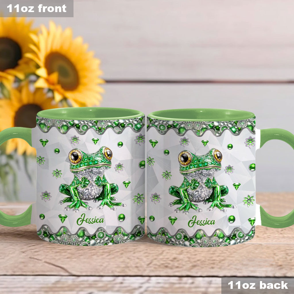 Einfach ein Mädchen, das Frösche liebt – personalisierte Tasse mit Froschmotiv