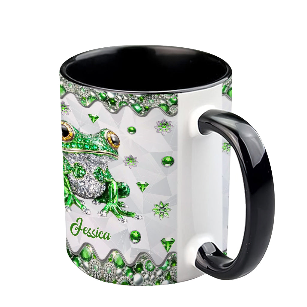 Einfach ein Mädchen, das Frösche liebt – personalisierte Tasse mit Froschmotiv