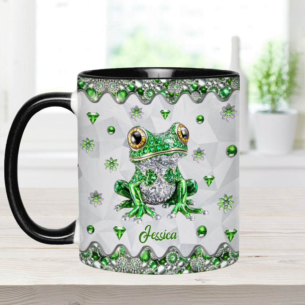 Einfach ein Mädchen, das Frösche liebt – personalisierte Tasse mit Froschmotiv