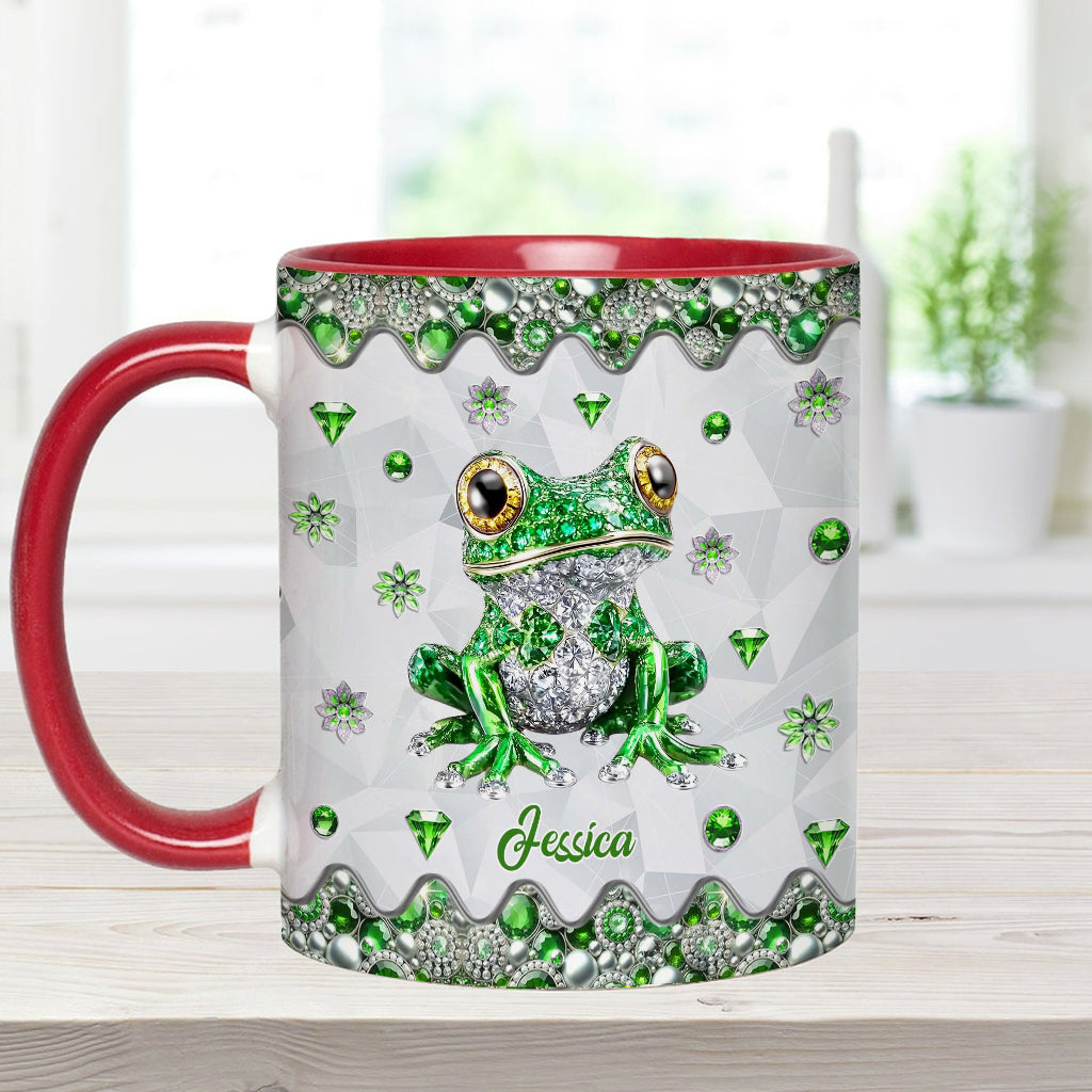 Einfach ein Mädchen, das Frösche liebt – personalisierte Tasse mit Froschmotiv