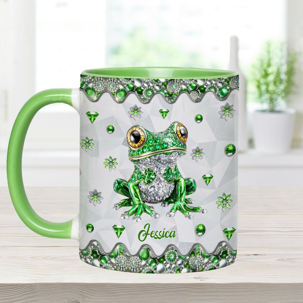 Einfach ein Mädchen, das Frösche liebt – personalisierte Tasse mit Froschmotiv